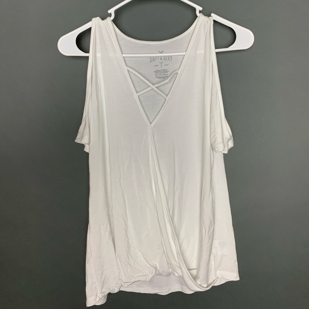 American eagle open shoulder soft & sexy tee